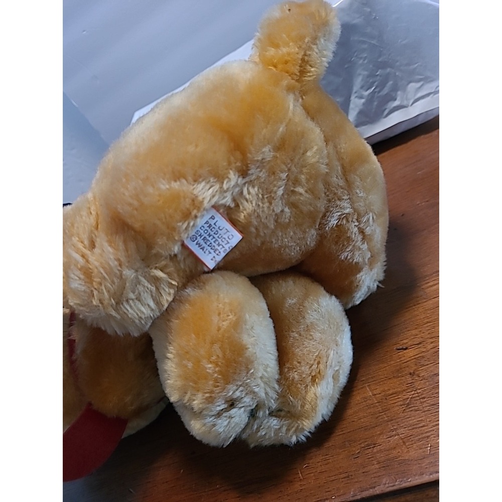 Vintage‎ Disney PLUTO 10" Plush! Original Pluto Dog Walt Disney Tan Red Black - Picture 8 of 9